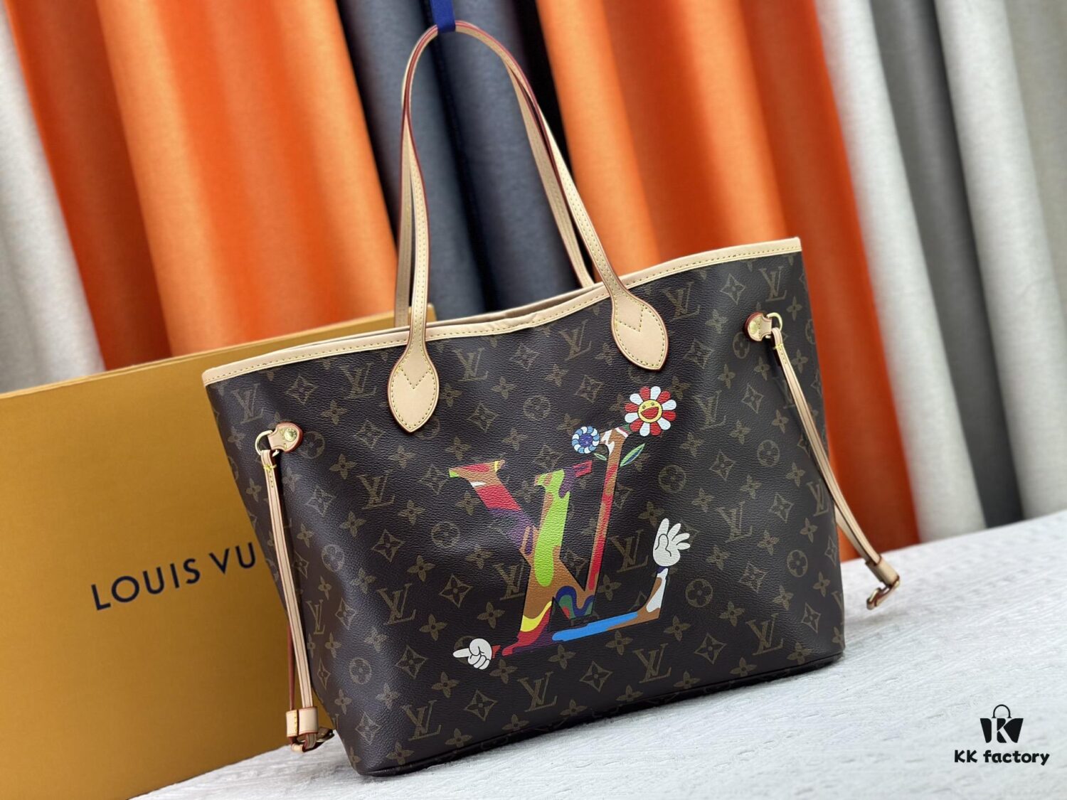 Upgraded Original M13675 M13271 M40995 This Medium Neverfull Bag from the Louis Vuitton x Takashi Murakami Re-Edition Collection