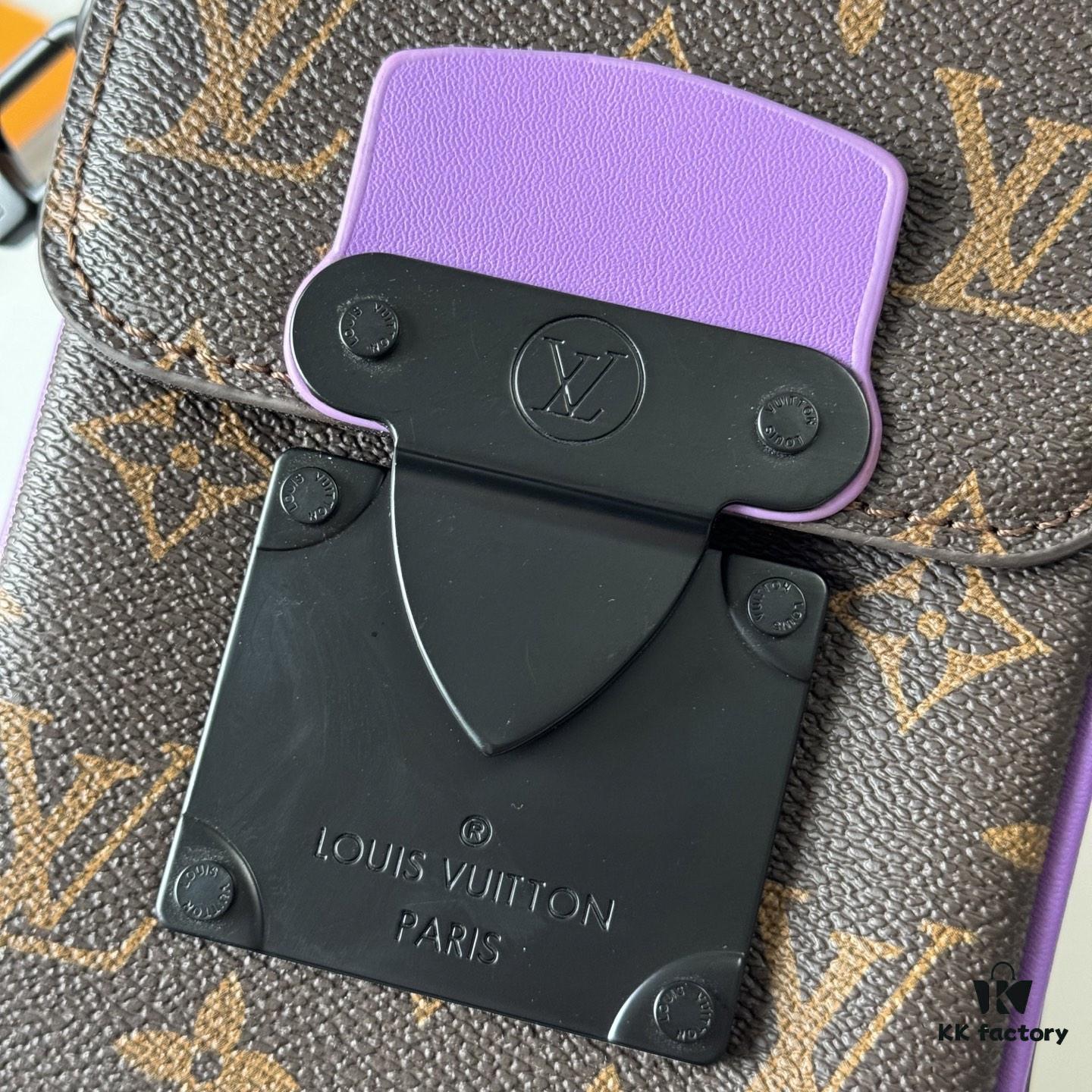 693070336e68136f4d9a58aa Upgraded M81522 M81524 M82252 M82535 M82568 S-LOCK VERTICAL WEARABLE Wallet in LV Monogram Macassar Canvas – Multicolor Print with Black Trim, Embossed Flower, Heather Gray, Purple & Green Variants, Orange with Black Strap Option for M82535