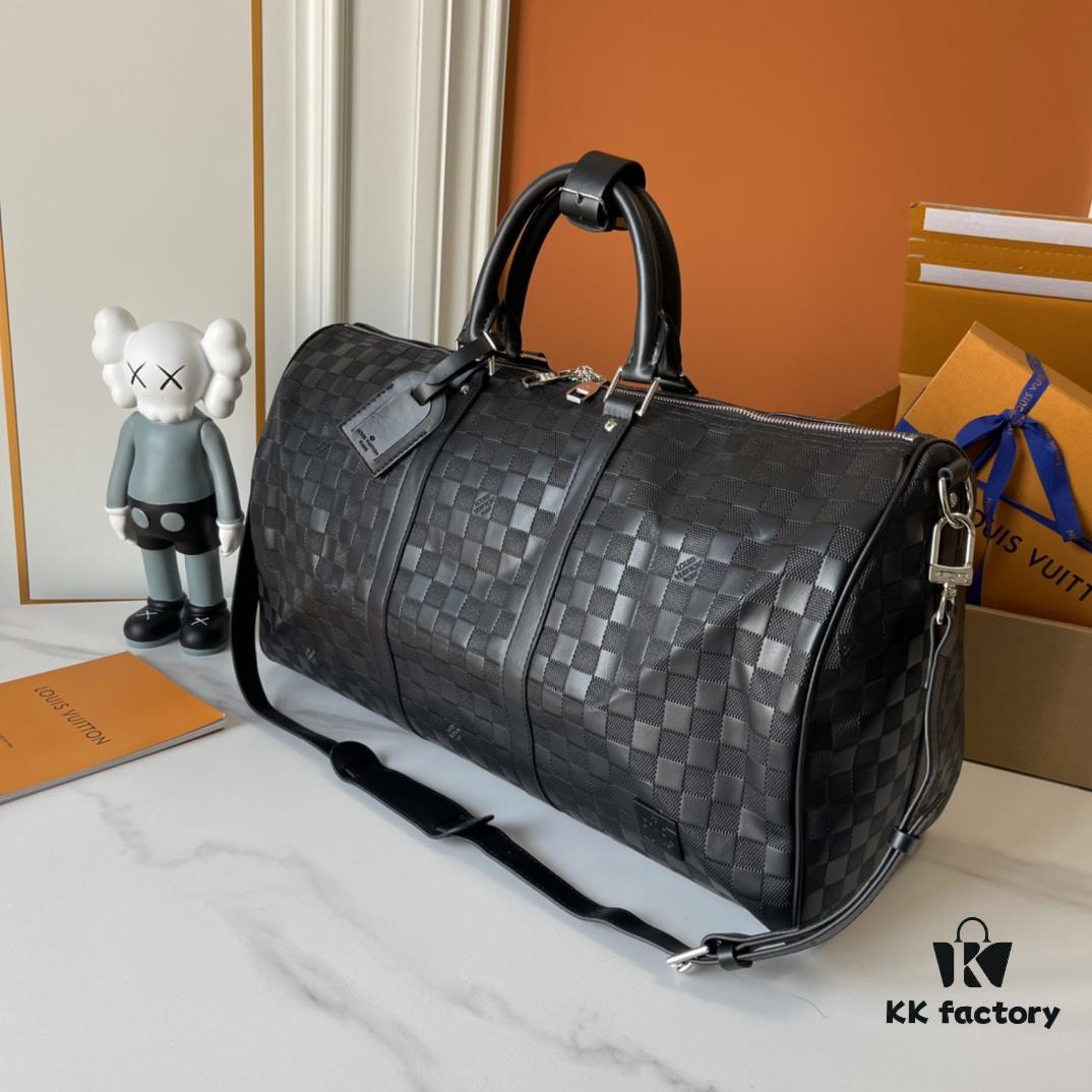 693070556e68136f4d9a58dc Upgraded Version Latest Model M22532 M41416 M44810 Black Grid Pressed Grid Cross Texture Keepall Bandoulière 50 Travel Bag