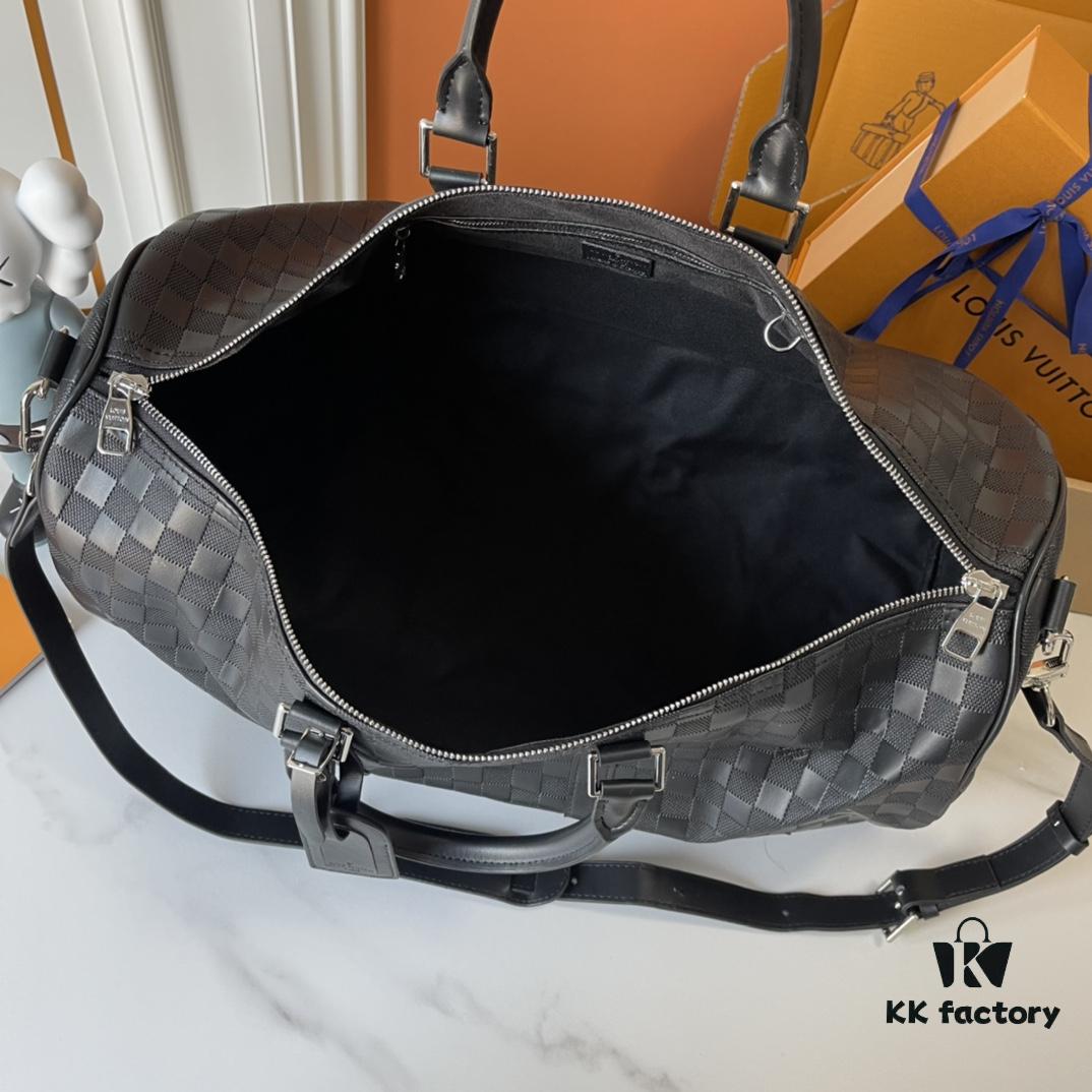 693070586e68136f4d9a58e0 Upgraded Version Latest Model M22532 M41416 M44810 Black Grid Pressed Grid Cross Texture Keepall Bandoulière 50 Travel Bag