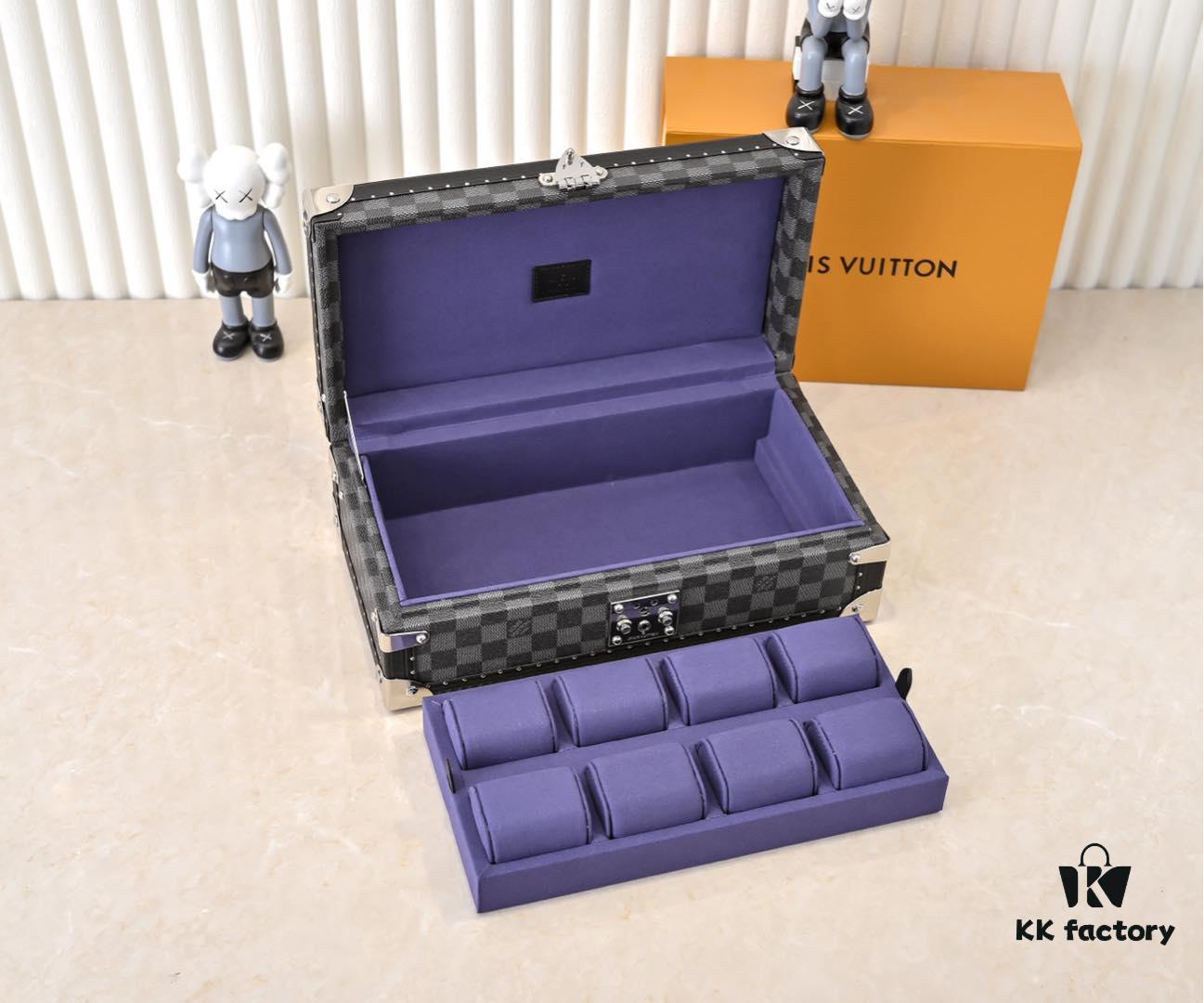 Top-Grade Original M4700B [Exclusive Shoot, Upgraded Authentic Version] 8-Watch Case with Black Grid and Purple Interior