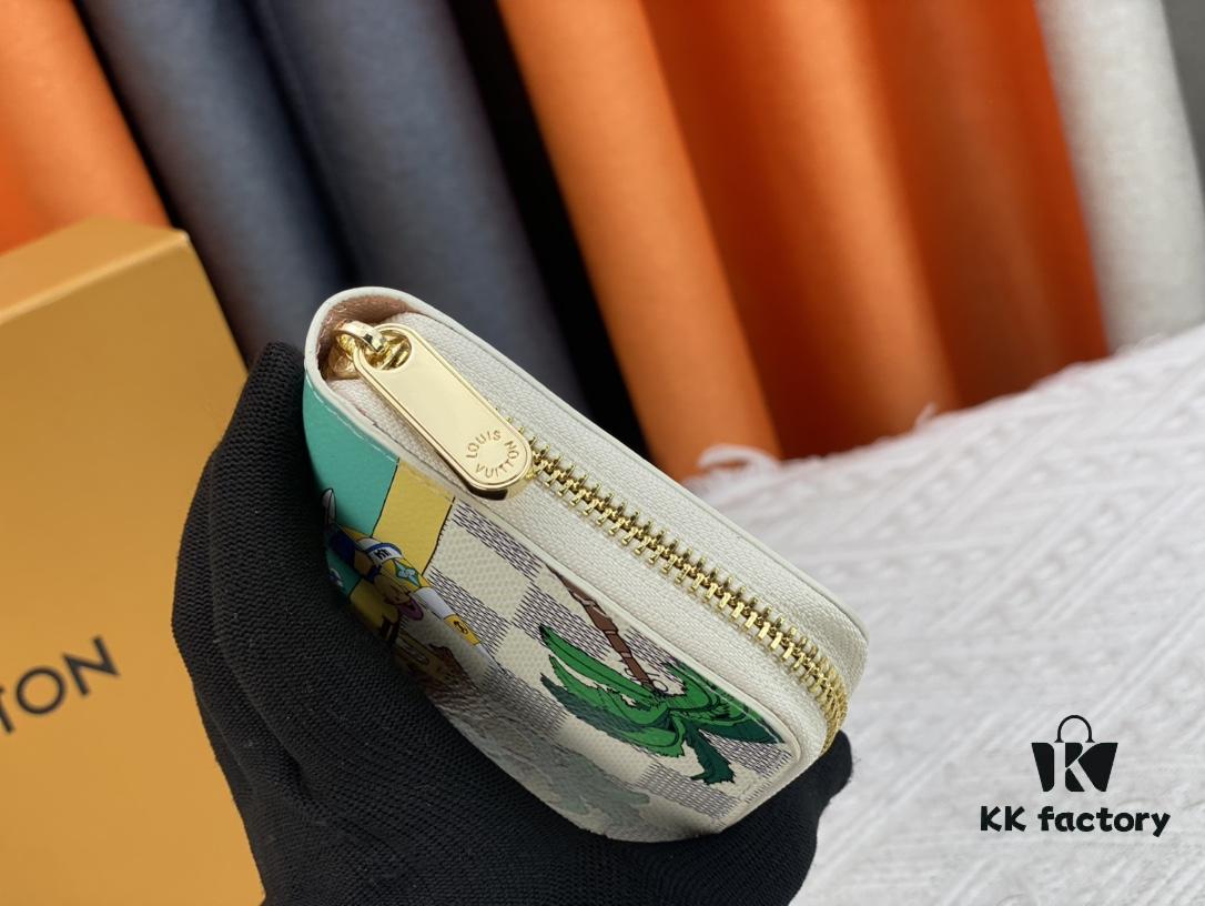 693070f06e68136f4d9a5a20 Wallet M82839 White Check This collectible multi-compartment zip wallet is crafted from Monogram canvas from the Vivienne Holidays 2022 collection, featuring a delicate print of Vivienne, Louis Vuitton's mascot, standing in front of the brand's avant-garde Tokyo boutique with Japan's iconic Mount Fuji in the background. This vibrant high-end wallet feels like an invitation to travel and makes a perfect gift.