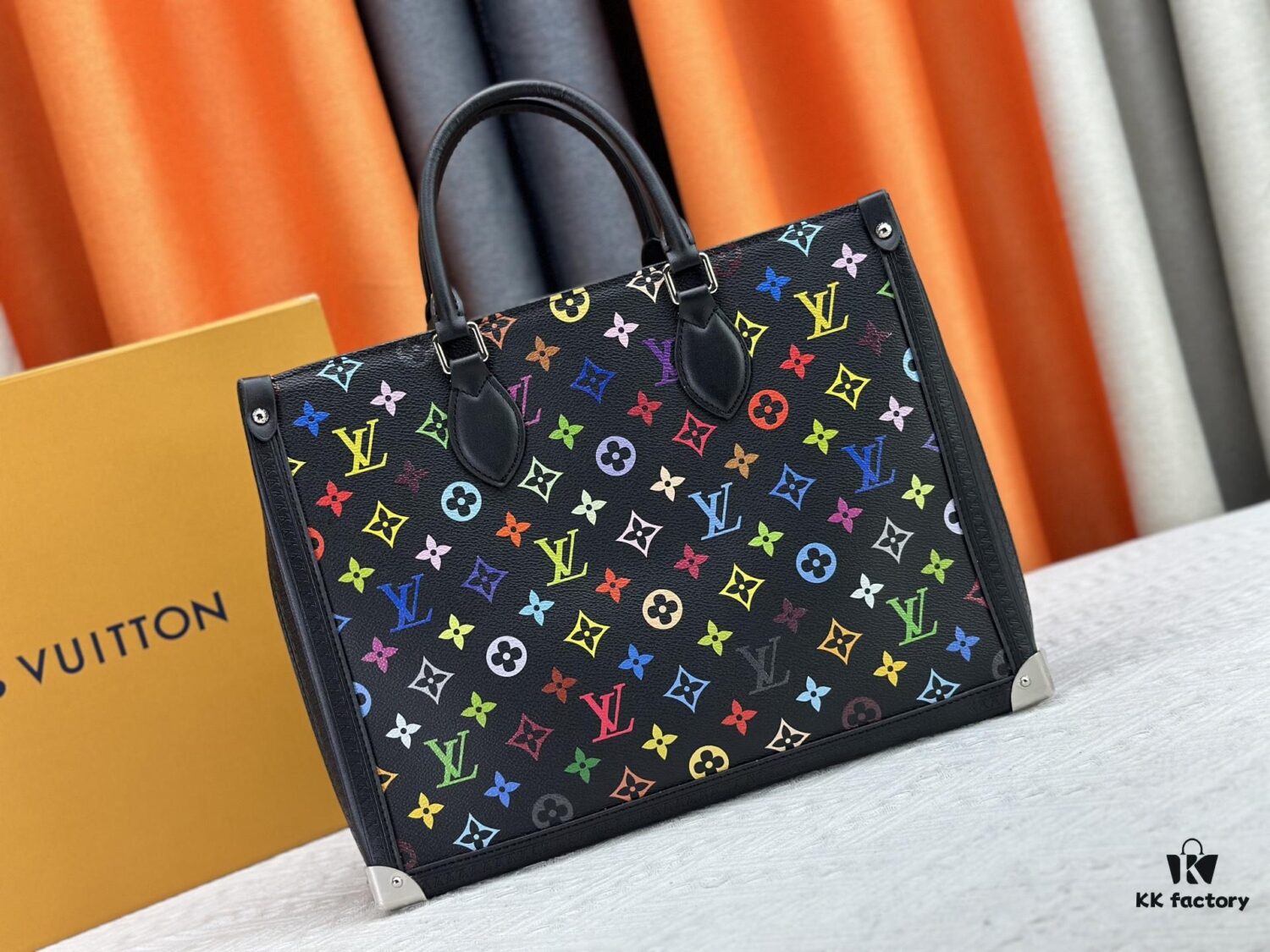 6930712f6e68136f4d9a5a9d M13079 New White Tricolor LV Louis Vuitton x Murakami Women's Shoulder Bag Tote Bag Size 34