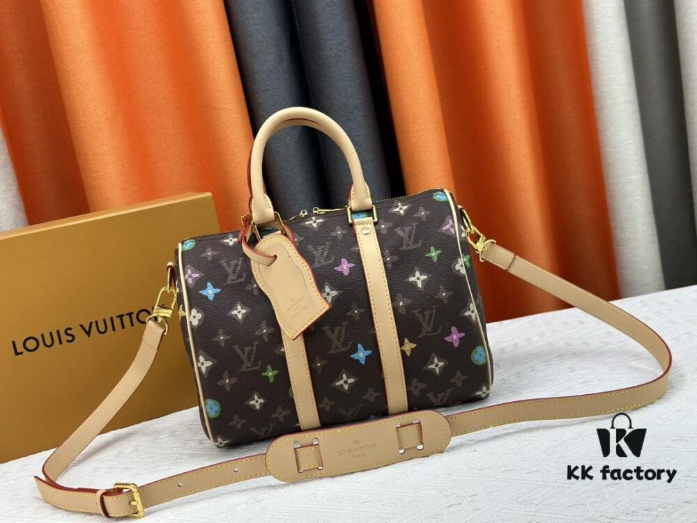 693071366e68136f4d9a5aa9 M24424 M24849 Monogram Eclipse Reverse Denim Keepall 25 Bag