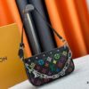 6930713e6e68136f4d9a5abb M13404 M13663 Black Color White Color This Pochette Accessoires handbag is crafted from coated canvas featuring a vibrant Monogram pattern, showcasing the dynamic collaboration between Louis Vuitton and Takashi Murakami. Trimmed with cowhide leather and accented with striking metal hardware, it highlights meticulous craftsmanship. The detachable shoulder strap and chain allow for versatile carrying options. Dimensions: 22x13x4cm