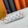 693071436e68136f4d9a5ac8 M13404 M13663 Black Color White Color This Pochette Accessoires handbag is crafted from coated canvas featuring a vibrant Monogram pattern, showcasing the dynamic style of the Louis Vuitton × Takashi Murakami collaboration collection