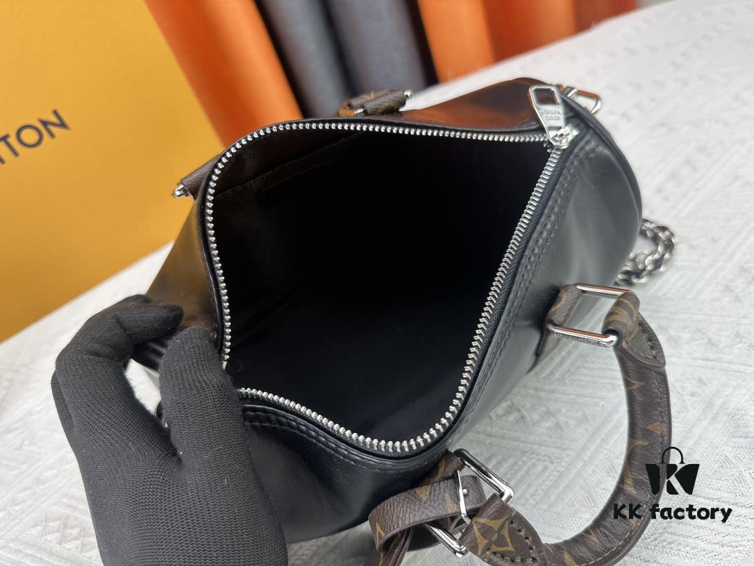 693071816e68136f4d9a5b54 Keepall 25 Handbag in Monogram Eclipse Reverse Denim Canvas with Leather Trim