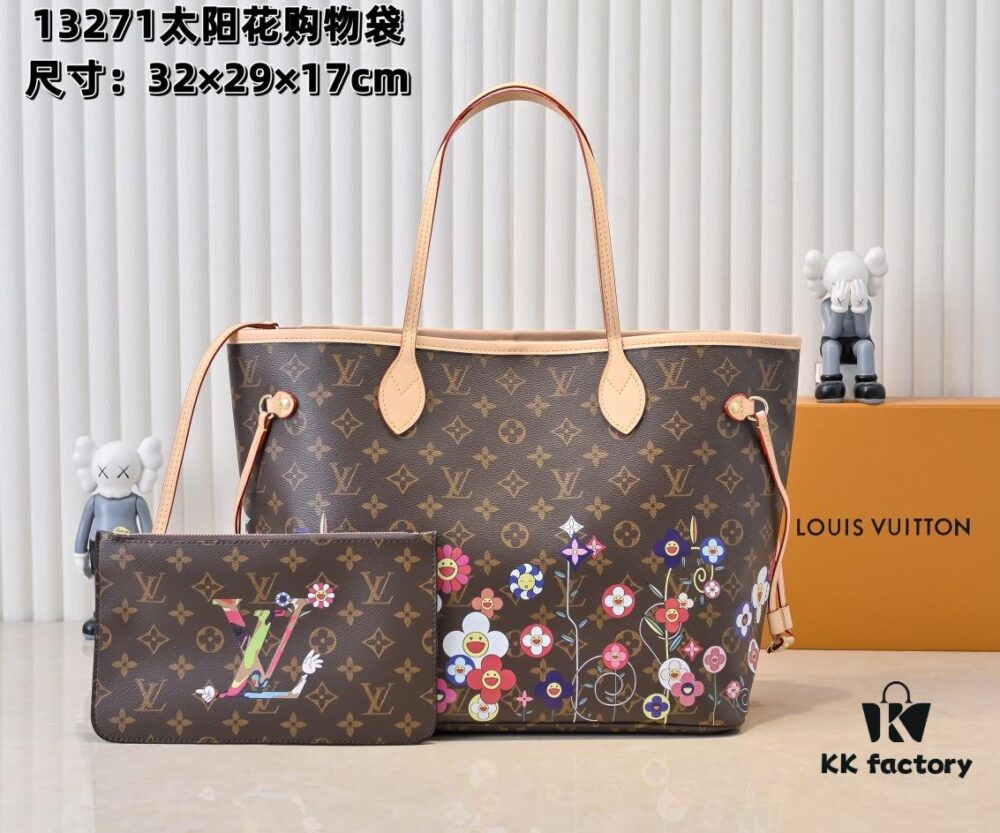 693071e16e68136f4d9a5c18 NEVERFULL MM Handbag M13271 40995 Monogram/ Sunflower (Takashi Murakami)