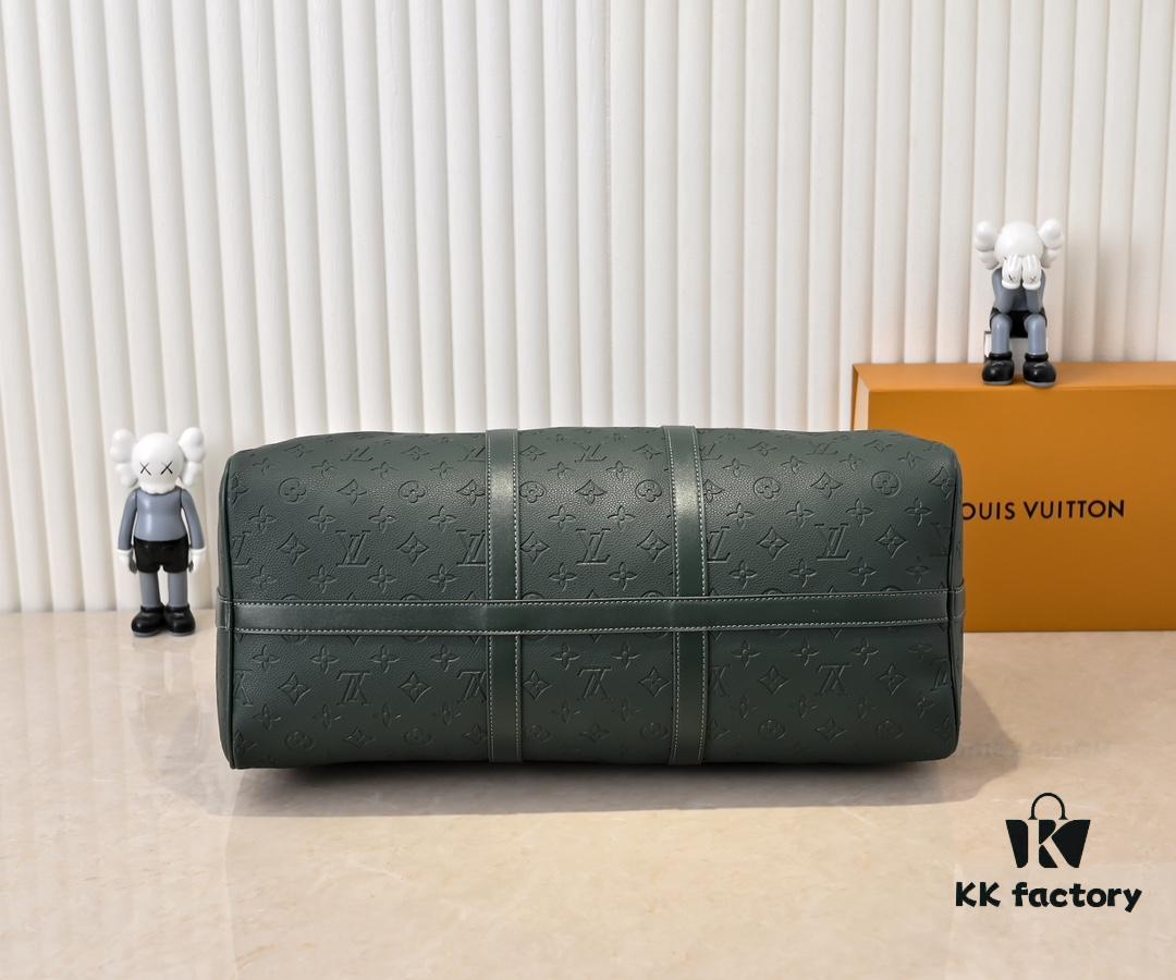 6930721e6e68136f4d9a5caa Guangzhou Batch Upgraded Original Version Model 24440 Green Embossed 41416 Keepall Bandoulière Travel Bag