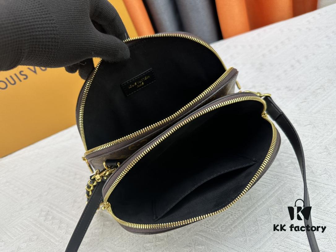 M12996 LV Half-Moon Dual-Zip Handbag