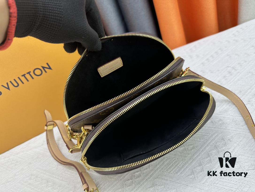 6930726e6e68136f4d9a5d50 M12996 LV Crescent Double-Zipper Handbag