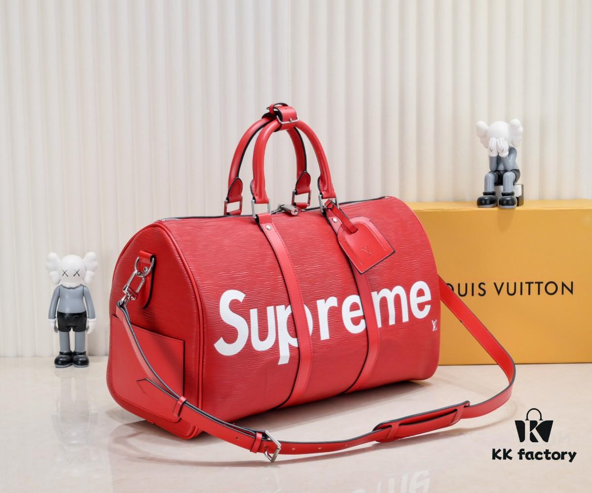 6930728d6e68136f4d9a5d8f Real-shot Genuine Two-layer Cowhide Supreme Keepall Travel Bag 45cm