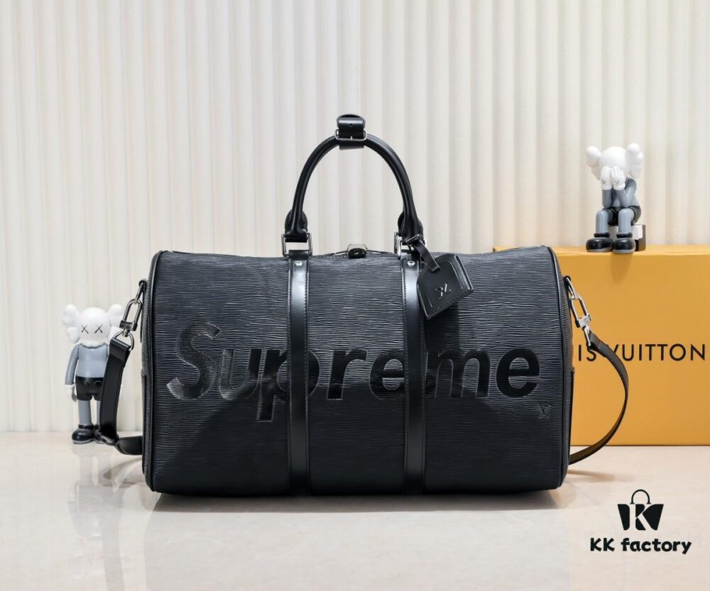 693072916e68136f4d9a5d96 Authentic Shot Genuine Cowhide Supreme Keepall Travel Bag 45cm M41416 M53419 Super Popular🔥 LV x Supreme Collaboration
