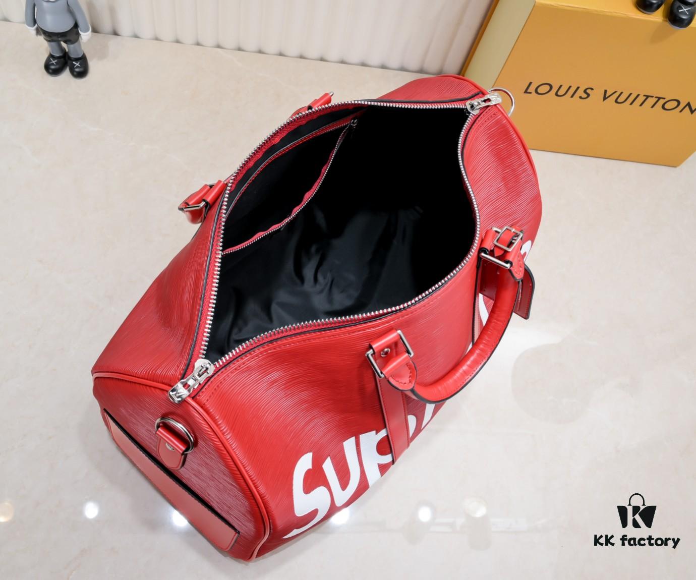 693072926e68136f4d9a5d98 Real-shot Genuine Two-layer Cowhide Supreme Keepall Travel Bag 45cm