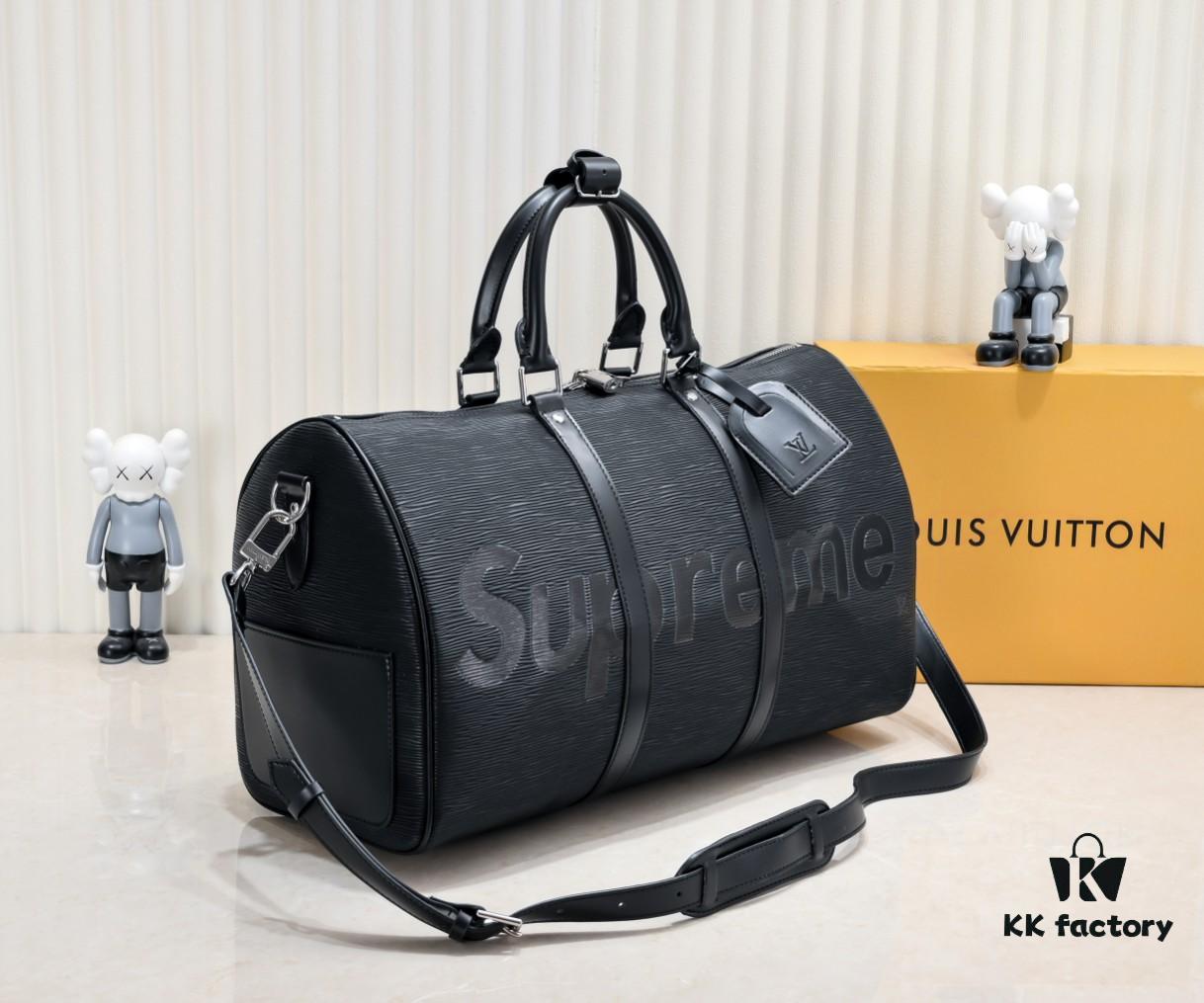 Supreme x Louis Vuitton Keepall 45cm Travel Bag in Epi Crocodile Grain Cowhide Leather