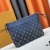 693072a06e68136f4d9a5db5 New Arrival 'Louis Vuitton' Handheld Clutch Bag 💼 M11545 Blue LOUIS VUITTON Pochette Voyage Letter Logo Zip Closure Leather Unisex Men's and Couples Bag in Multiple Colors