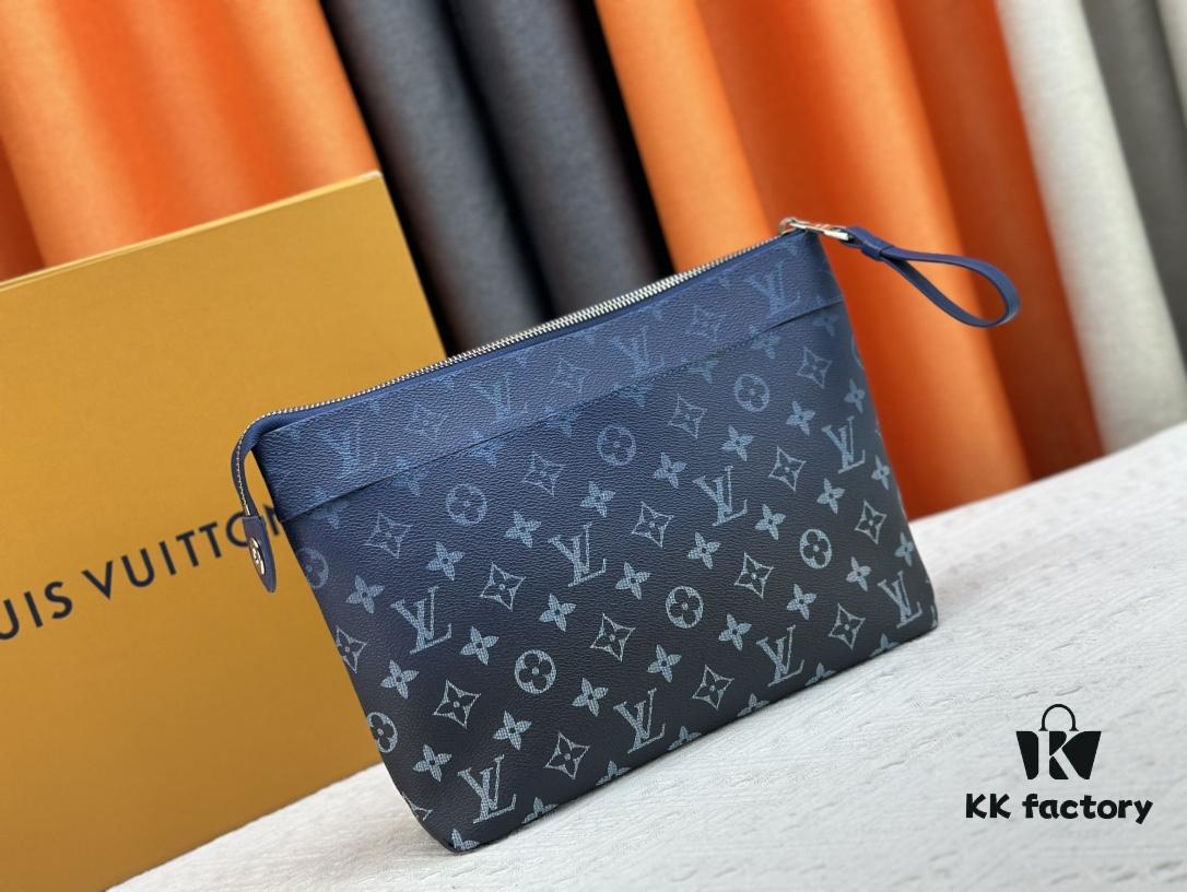 693072a06e68136f4d9a5db5 New Arrival 'Louis Vuitton' Handheld Clutch Bag 💼 M11545 Blue LOUIS VUITTON Pochette Voyage Letter Logo Zip Closure Leather Unisex Men's and Couples Bag in Multiple Colors