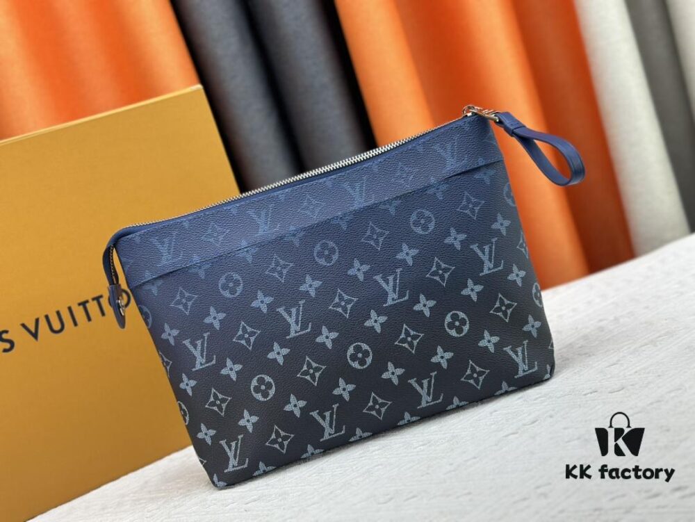693072a06e68136f4d9a5db7 New Arrival 'Louis Vuitton' Handheld Clutch Bag 💼 M11545 Blue LOUIS VUITTON Pochette Voyage Letter Logo Zip Closure Leather Unisex Men's and Couples Bag in Multiple Colors