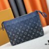 693072a06e68136f4d9a5db7 New Arrival 'Louis Vuitton' Handheld Clutch Bag 💼 M11545 Blue LOUIS VUITTON Pochette Voyage Letter Logo Zip Closure Leather Unisex Men's and Couples Bag in Multiple Colors