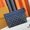 693072a16e68136f4d9a5db9 New Arrival 'Louis Vuitton' Handheld Clutch Bag 💼 M11545 Blue LOUIS VUITTON Pochette Voyage Letter Logo Zip Closure Leather Unisex Men's and Couples Bag in Multiple Colors
