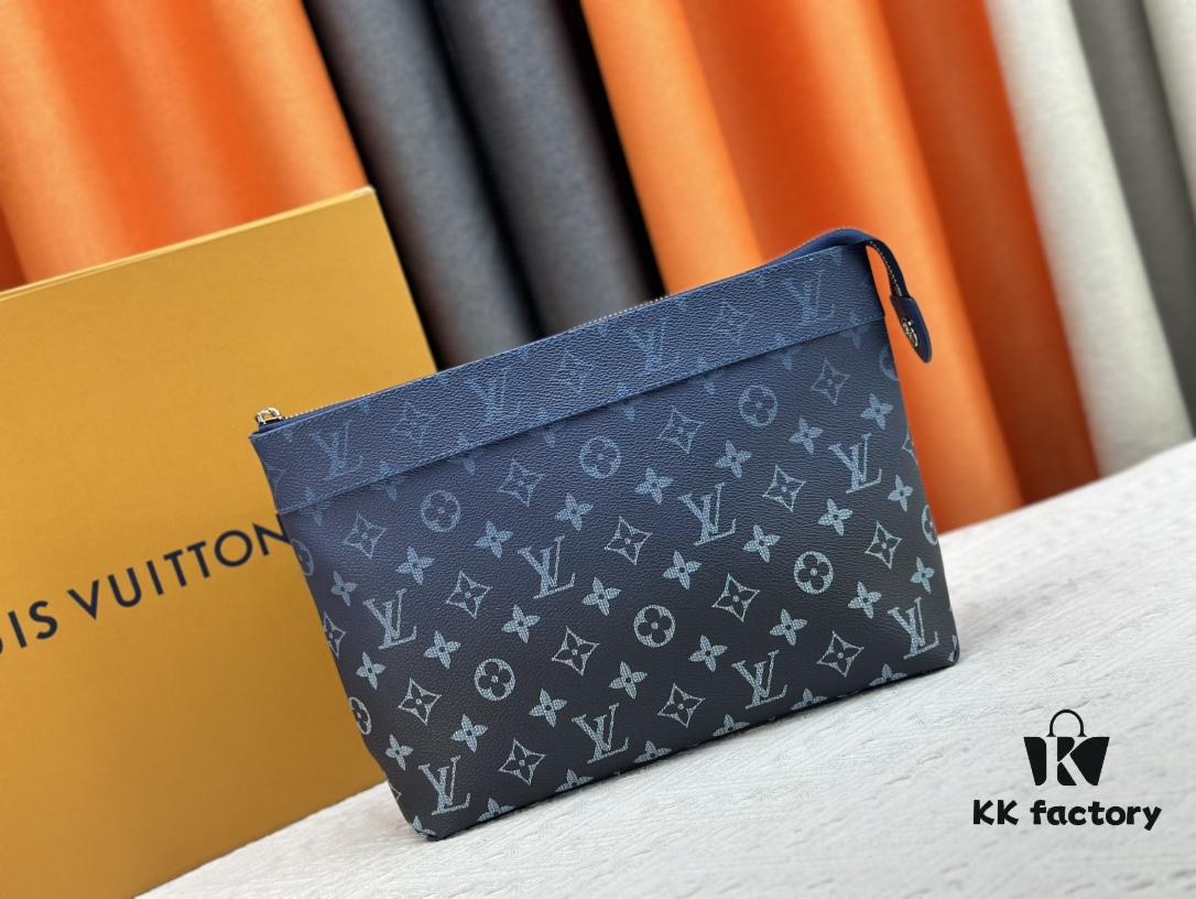 693072a16e68136f4d9a5db9 New Arrival 'Louis Vuitton' Handheld Clutch Bag 💼 M11545 Blue LOUIS VUITTON Pochette Voyage Letter Logo Zip Closure Leather Unisex Men's and Couples Bag in Multiple Colors