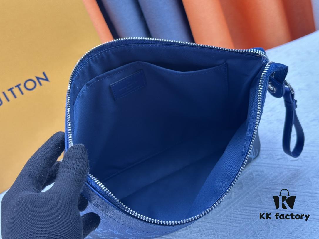 693072a16e68136f4d9a5dbb New Arrival 'Louis Vuitton' Handheld Clutch Bag 💼 M11545 Blue LOUIS VUITTON Pochette Voyage Letter Logo Zip Closure Leather Unisex Men's and Couples Bag in Multiple Colors