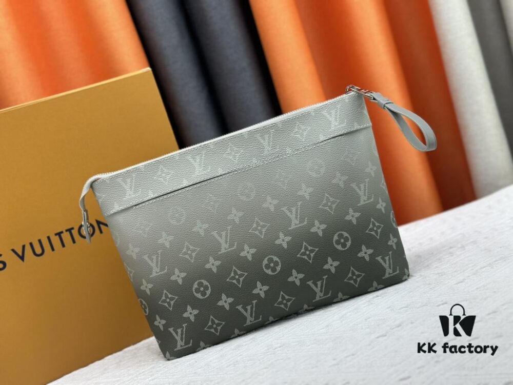693072a36e68136f4d9a5dbe New Arrival 'Louis Vuitton' Clutch Bag M11545 Gray-Green LOUIS VUITTON Pochette Voyage Zip Closure with Letter Logo, Leather Unisex Clutch for Men and Women, Multiple Colors