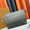 693072a46e68136f4d9a5dbf New Arrival 'Louis Vuitton' Clutch Bag M11545 Gray-Green LOUIS VUITTON Pochette Voyage Zip Closure with Letter Logo, Leather Unisex Clutch for Men and Women, Multiple Colors