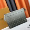 693072a46e68136f4d9a5dc1 New Arrival 'Louis Vuitton' Clutch Bag M11545 Gray-Green LOUIS VUITTON Pochette Voyage Zip Closure with Letter Logo, Leather Unisex Clutch for Men and Women, Multiple Colors