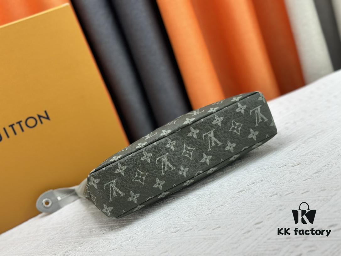 693072a56e68136f4d9a5dc2 New Arrival 'Louis Vuitton' Clutch Bag M11545 Gray-Green LOUIS VUITTON Pochette Voyage Zip Closure with Letter Logo, Leather Unisex Clutch for Men and Women, Multiple Colors