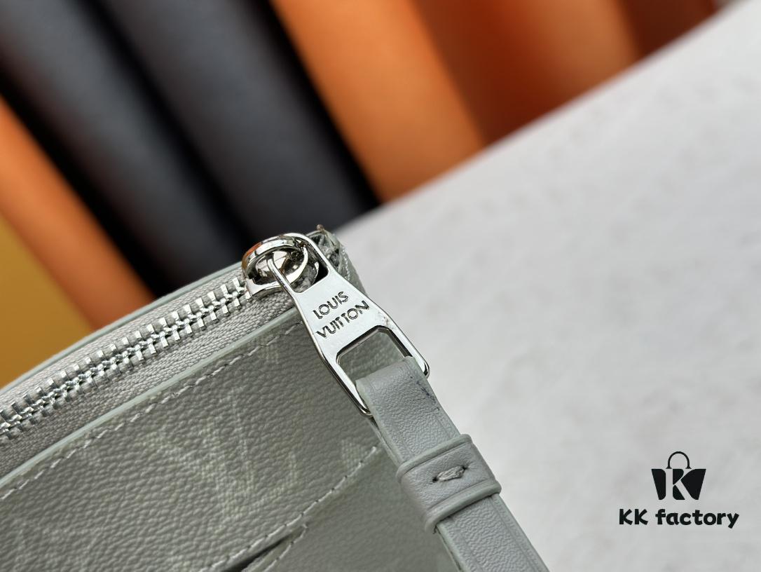 693072a56e68136f4d9a5dc3 New Arrival 'Louis Vuitton' Clutch Bag M11545 Gray-Green LOUIS VUITTON Pochette Voyage Zip Closure with Letter Logo, Leather Unisex Clutch for Men and Women, Multiple Colors