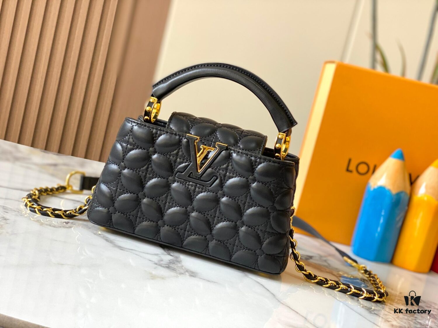 693072b26e68136f4d9a5dda Upgraded M23998 Black Monogram Embroidered Floral Capucines Mini Bag