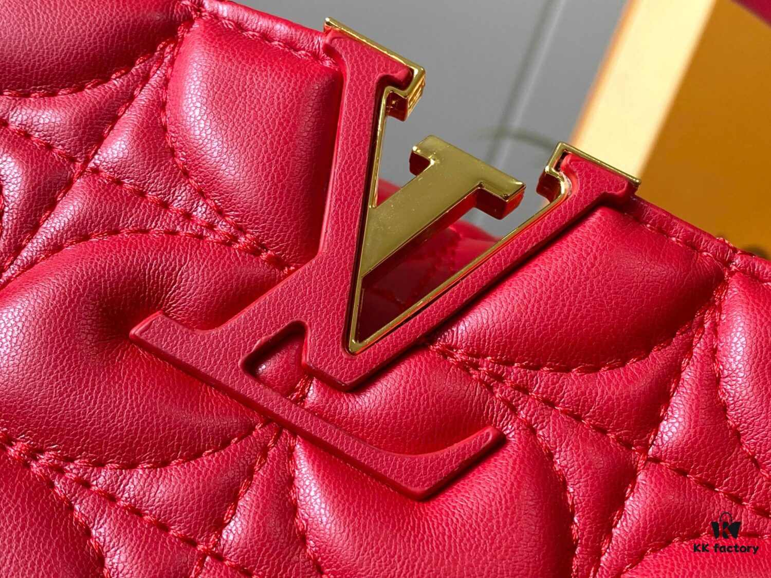 Upgraded M23999 Red Monogram Embroidered Floral Capucines BB Bag