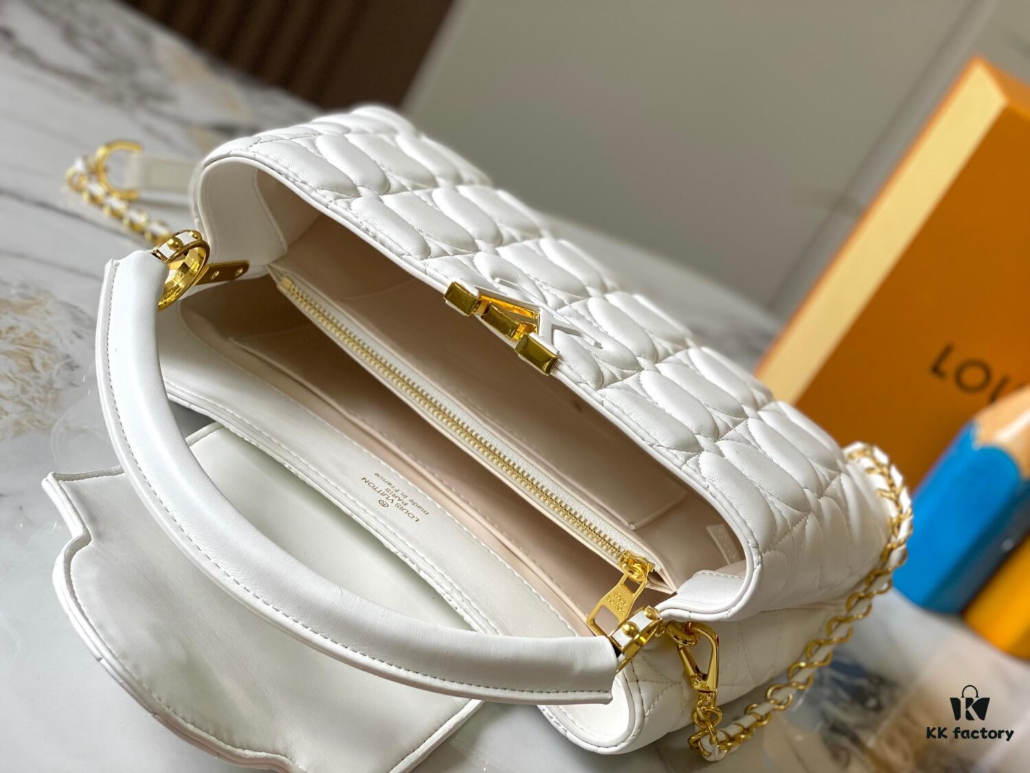 693072c76e68136f4d9a5df9 Upgraded M23999 White Monogram Embroidered Floral Capucines BB Bag