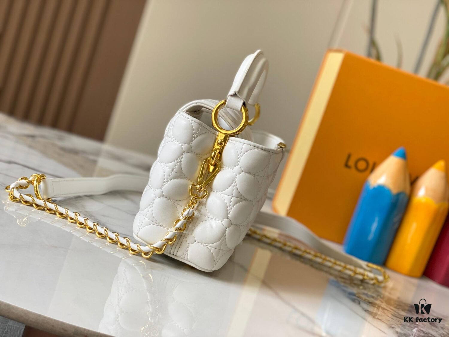 693072c96e68136f4d9a5dfc Upgraded M23998 White Monogram Embroidered Floral Capucines Mini Bag