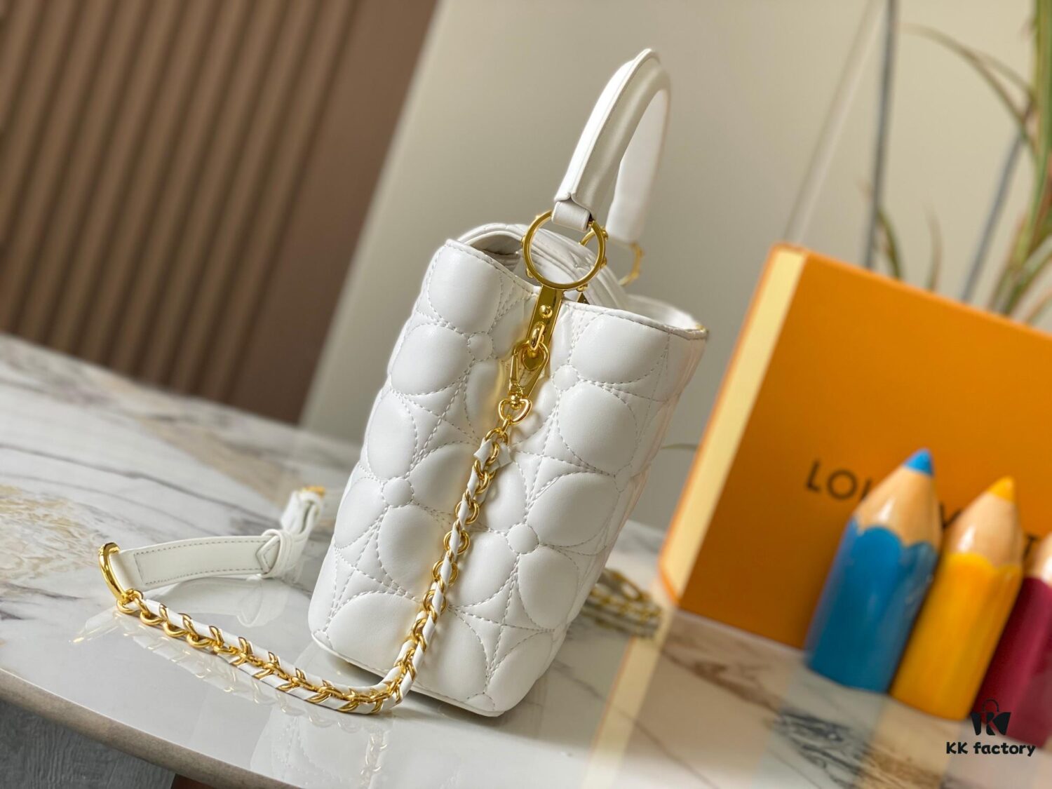 693072e56e68136f4d9a5e30 Upgraded M23999 White Monogram Embroidered Floral Capucines BB Bag