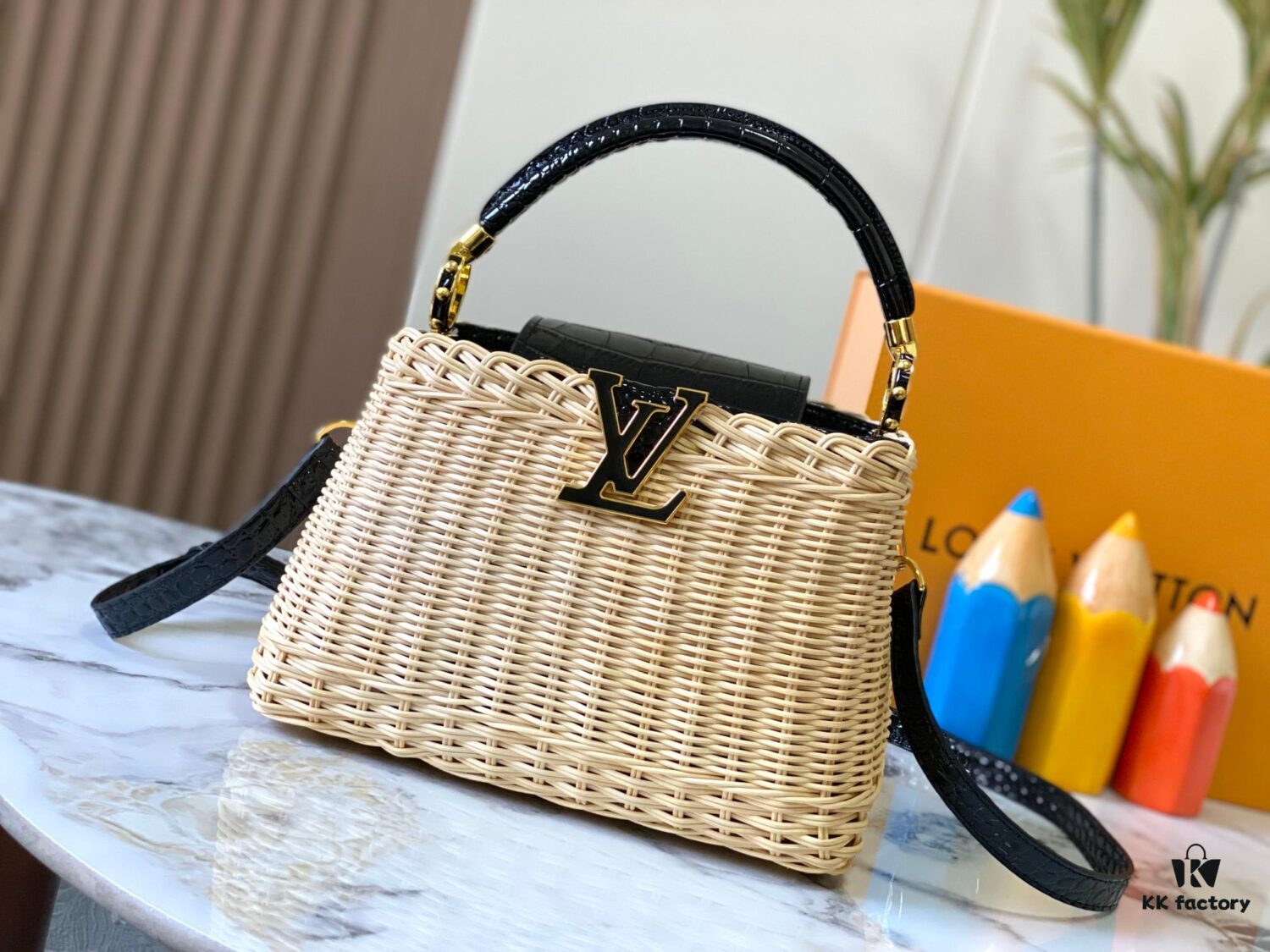 Upgraded M11619 Crocodile-Texture Capucines BB Bag