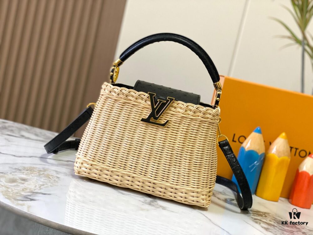 693073436e68136f4d9a5ed7 Upgraded M11618 Ostrich Texture Capucines BB Handbag