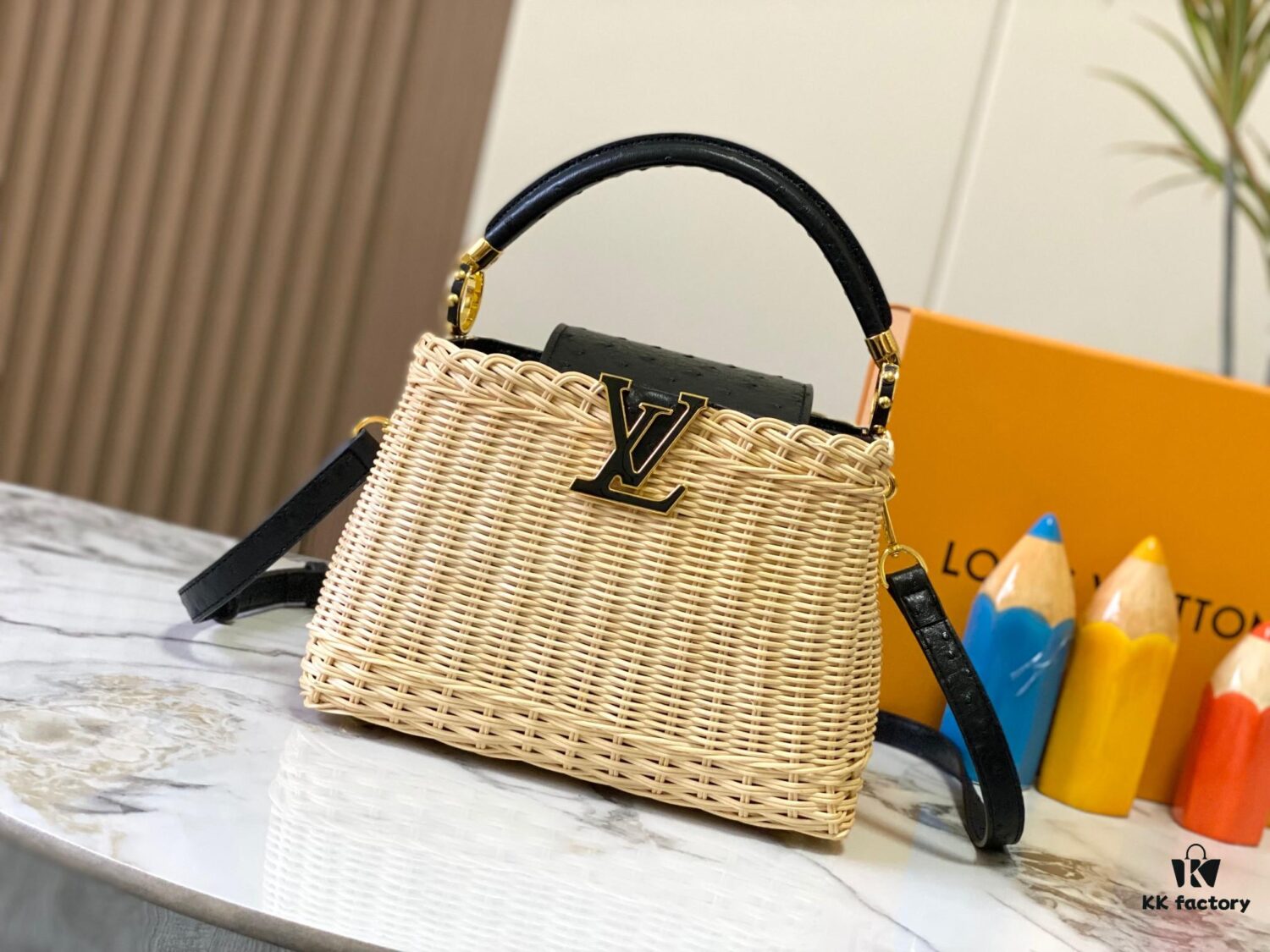 693073436e68136f4d9a5ed7 Upgraded M11618 Ostrich Texture Capucines BB Handbag