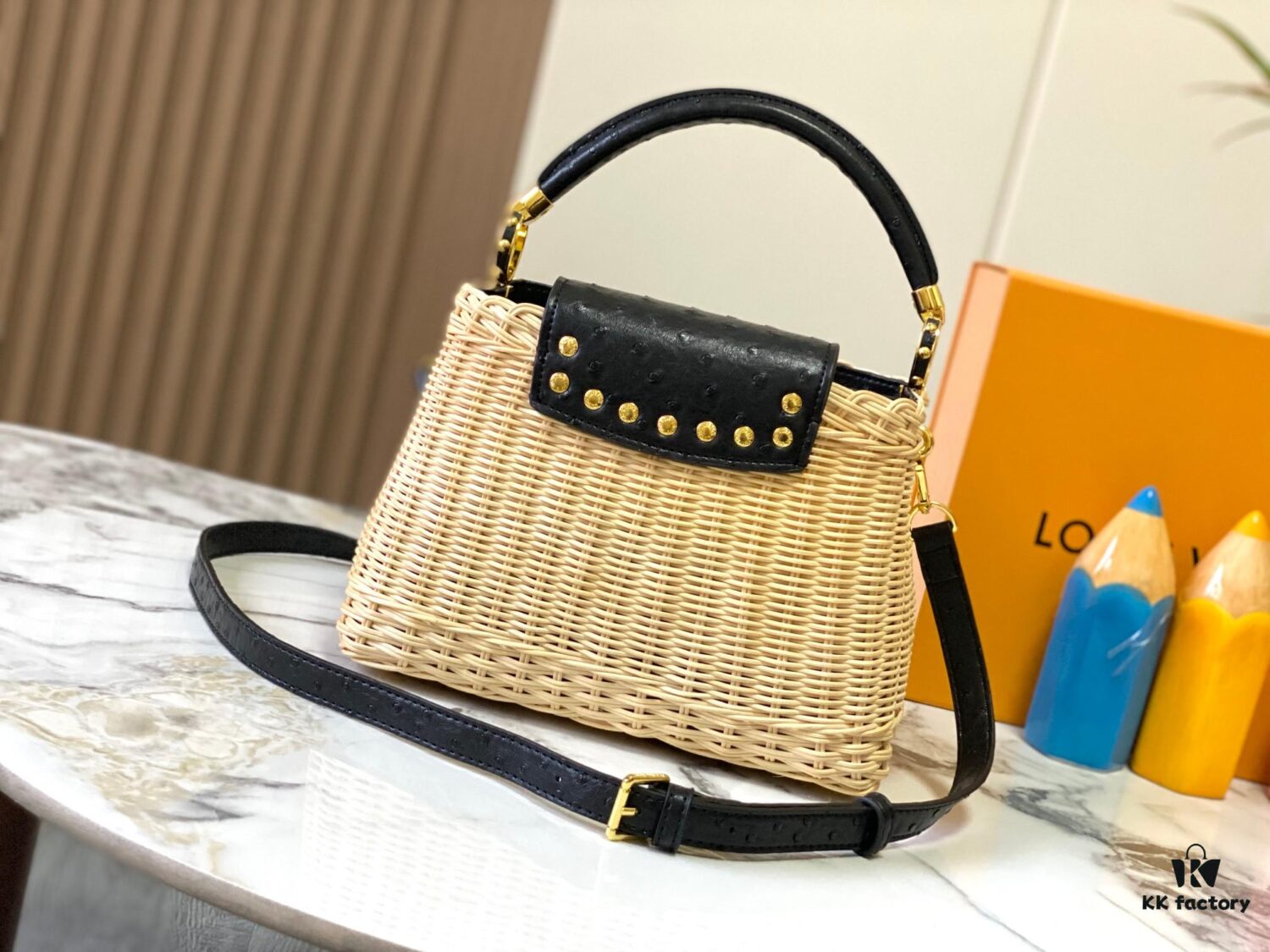 693073456e68136f4d9a5ed9 Upgraded M11618 Ostrich Texture Capucines BB Handbag