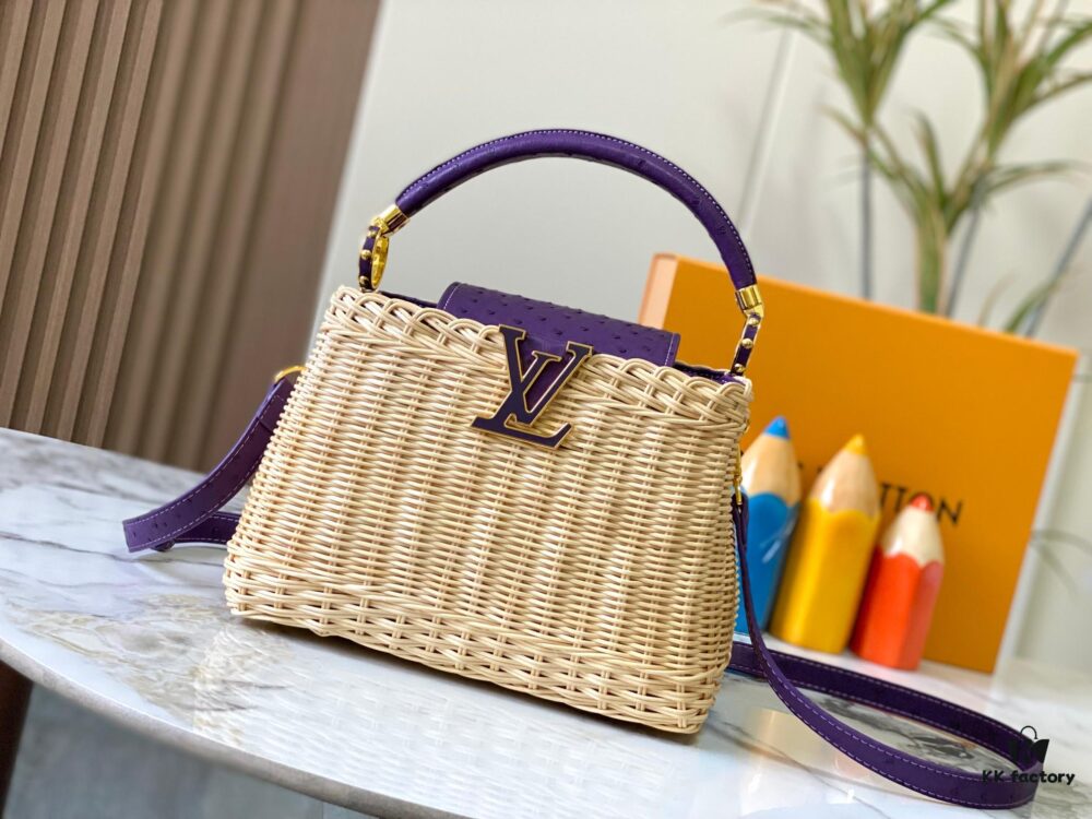 693073536e68136f4d9a5eeb Upgraded M11618 Ostrich-Texture Capucines BB Handbag
