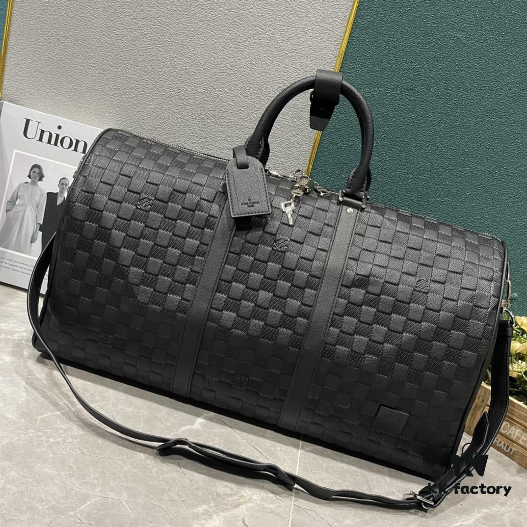 6930738d6e68136f4d9a5f4c Upgraded Version 240 Latest Model M22532 M41416 M44810 Black Grid, Pressed Grid, Crosshatch Keepall Bandoulière 50 Travel Bag