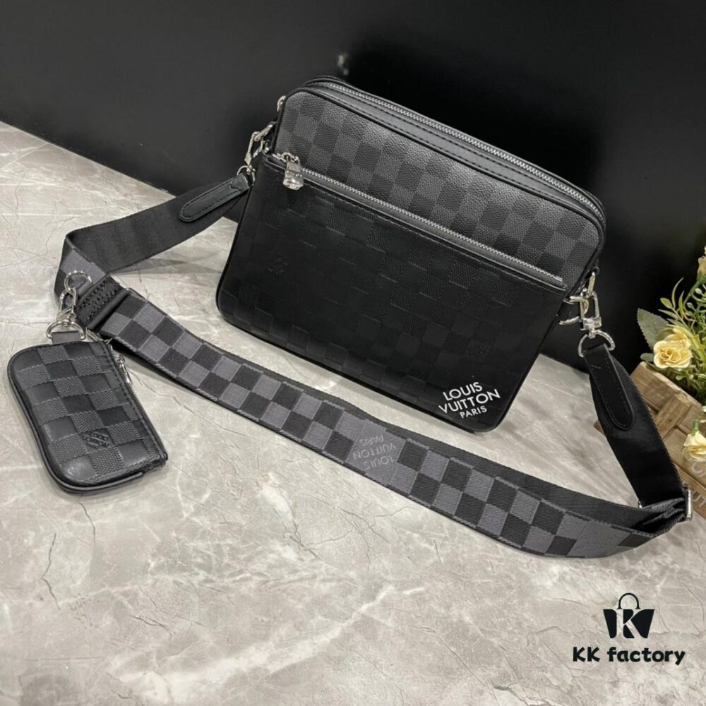 693073996e68136f4d9a5f65 Upgraded M40438 69443 45320 2023 Latest Black and Grey Pressed Trio Mailbox Bag