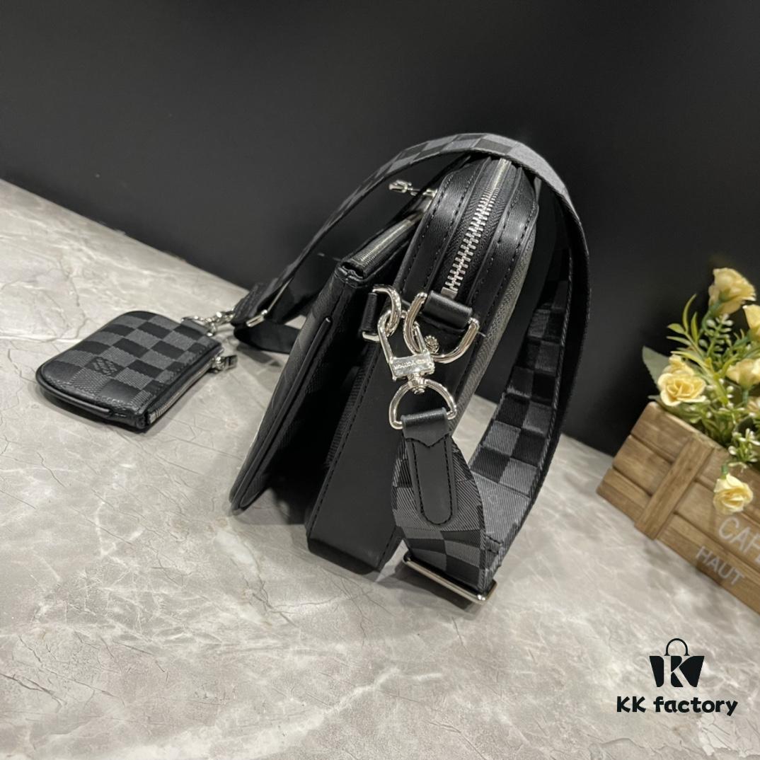 Upgraded M40438 69443 45320 2023 Latest Black and Grey Pressed Trio Mailbox Bag
