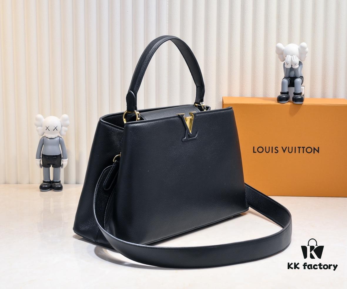 Upgraded M24607 Black Capucines Souple Large Handbag