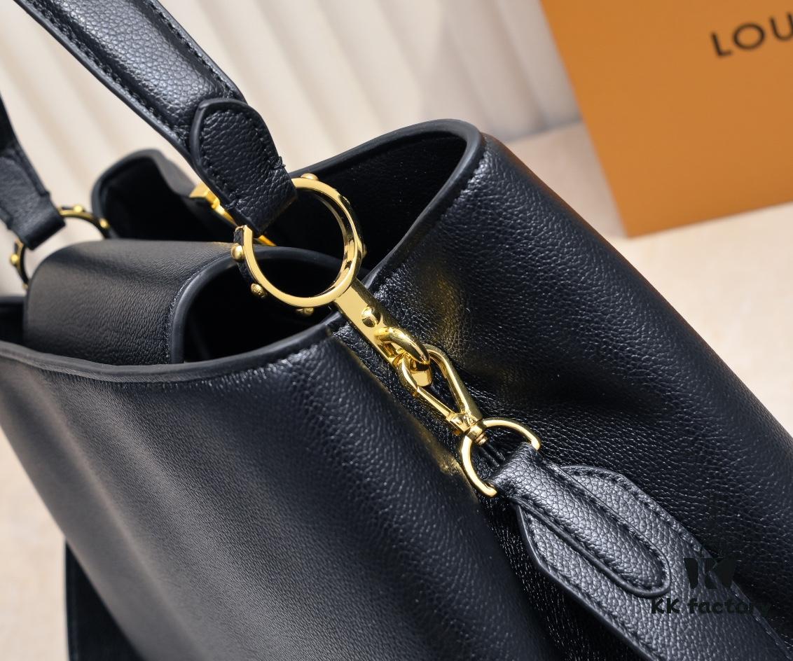 Upgraded M24607 Black Capucines Souple Large Handbag