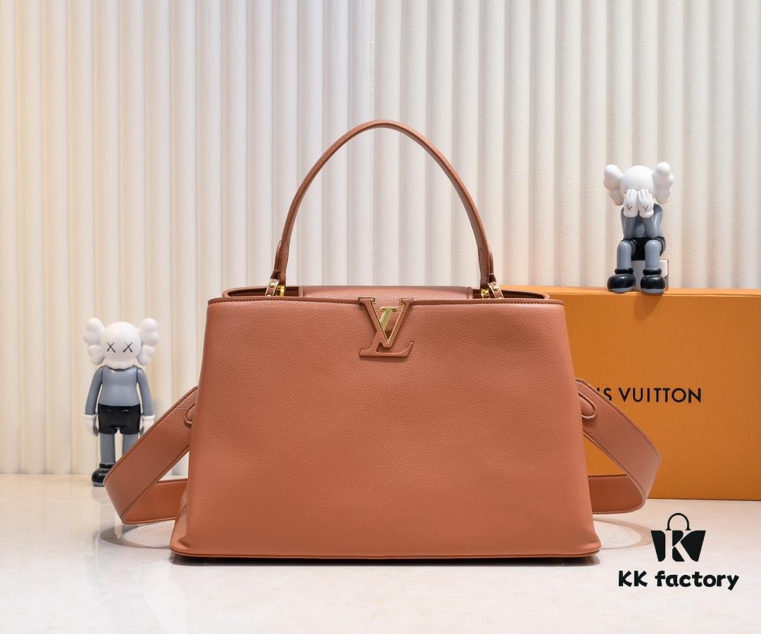 693073f26e68136f4d9a6014 Upgraded M24607 Brown Capucines Souple Large Handbag