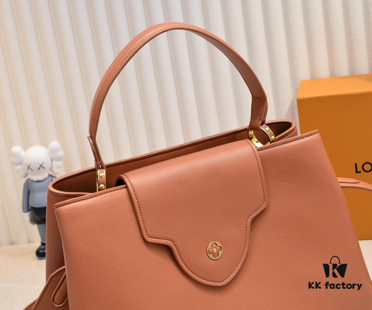 693073f86e68136f4d9a6020 Upgraded M24607 Brown Capucines Souple Large Handbag