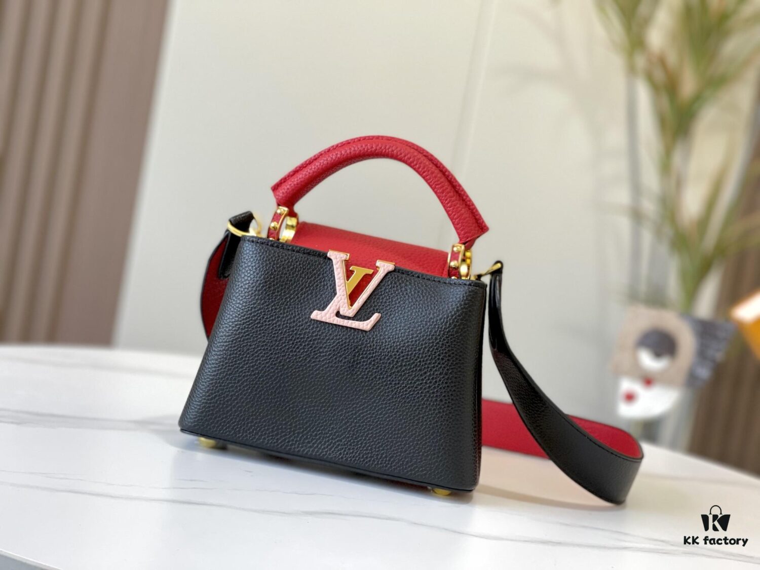 693073fe6e68136f4d9a6029 Upgraded Version 💋 M56848 Black with Deep Watermelon Red and Gold Hardware