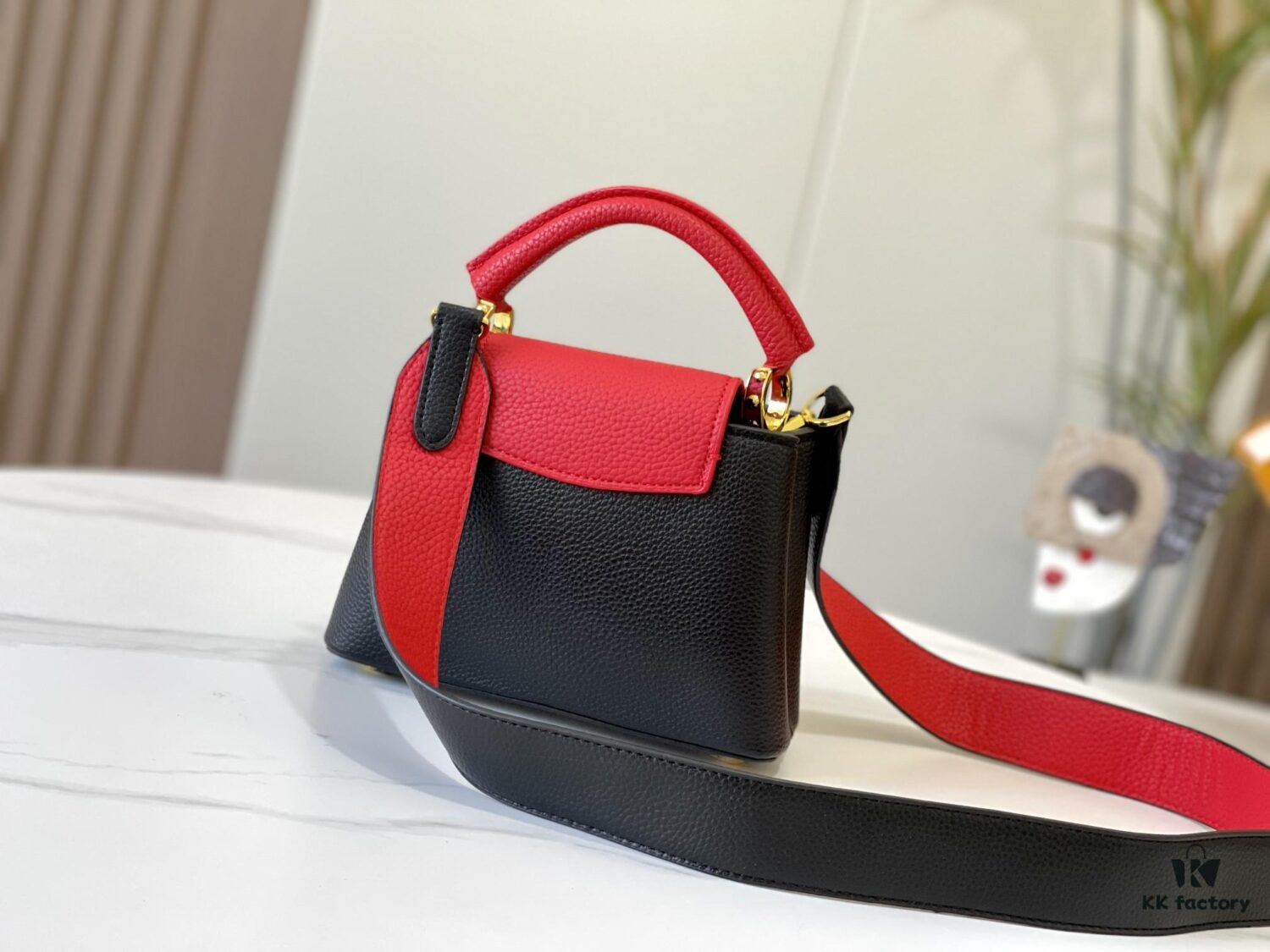 693073fe6e68136f4d9a602b Upgraded Version 💋 M56848 Black with Deep Watermelon Red and Gold Hardware